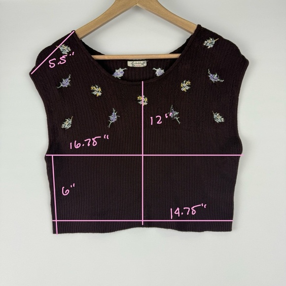 Free People Intimately Women’s Small Embroidered Floral Knit Tank – Plum - Picture 5 of 5